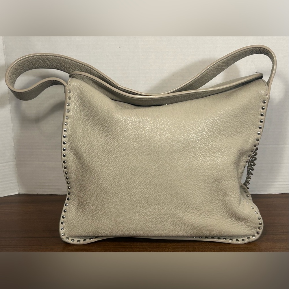 Michael Kors Handbag Astor Studded Beige Leather Chain Messenger Shoulder Bag